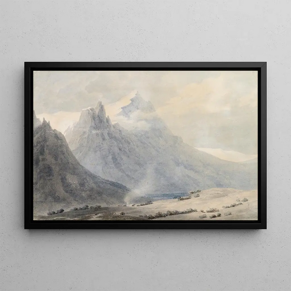 Une vallée dans le canton d'Unterwald, Suisse - John Robert Cozens — oprawiony obraz na ścianie