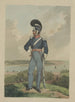 Żołnierz First City Troop of Philadelphia – John Rubens Smith — akwarela z 1839 roku: żołnierz, hełm z pióropuszem i rzeka