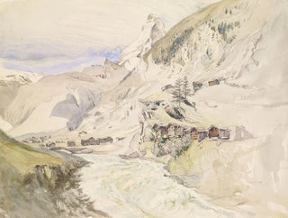 John Ruskin - An Alpine Valley the Matterhorn in the Distance.webp