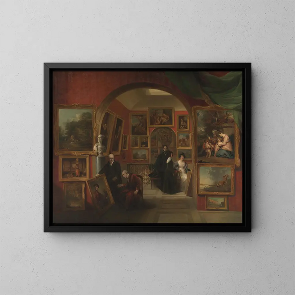 L wnętrze British Institution Gallery - John Scarlett Davis — oprawiony obraz na ścianie