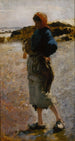 Młoda dziewczyna na plaży Szkic do Ramasseuses d'huîtres de Cancale - John Singer Sargent — widok dzieła