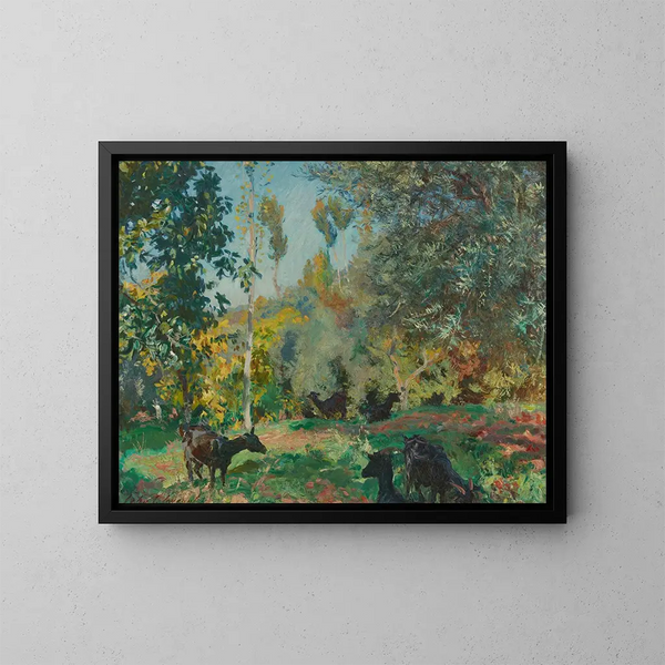 pejzaż z kozami - John Singer Sargent — oprawiony obraz na ścianie