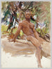 L'homme et les arbres en Floride - John Singer Sargent — widok dzieła