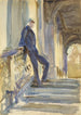 Sir Neville Wilkinson na schodach mostu palladiańskiego w Wilton House - John Singer Sargent — widok dzieła