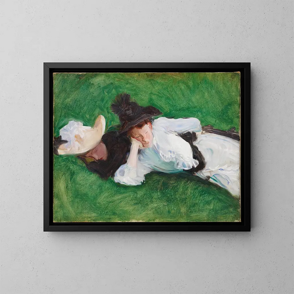 Dwie dziewczynki na trawie - John Singer Sargent — oprawiony obraz na ścianie