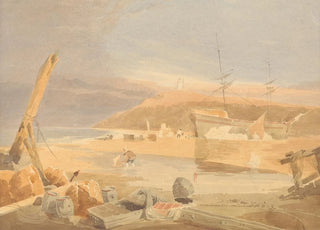 John Thirtle - Shore Scene with Sailing Ship at Quay.webp