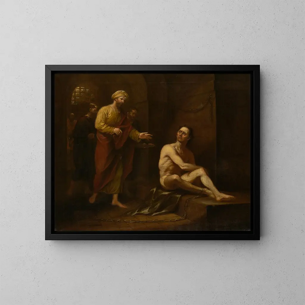 Byłem w więzieniu i przyszliście do mnie Mateusz 25:36 - John Trumbull — oprawiony obraz na ścianie