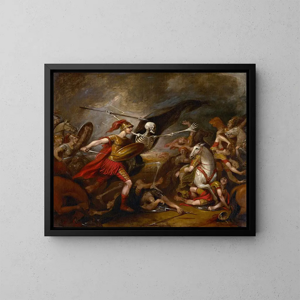 Josué w bitwie pod Aï z Towarzyszącą Śmiercią - John Trumbull — oprawiony obraz na ścianie