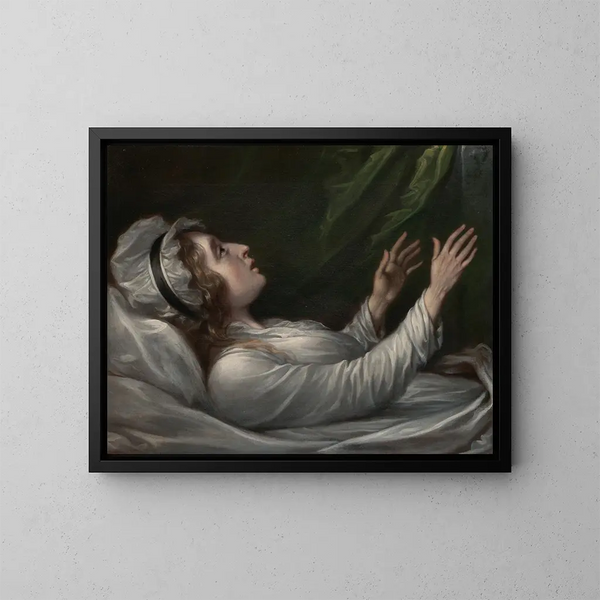 Sarah Hope Harvey na jej łóżku śmierci - John Trumbull — oprawiony obraz na ścianie