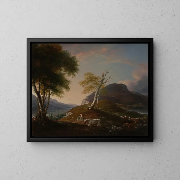 Widok na zachodnią górę w pobliżu Hartford - John Trumbull — oprawiony obraz na ścianie