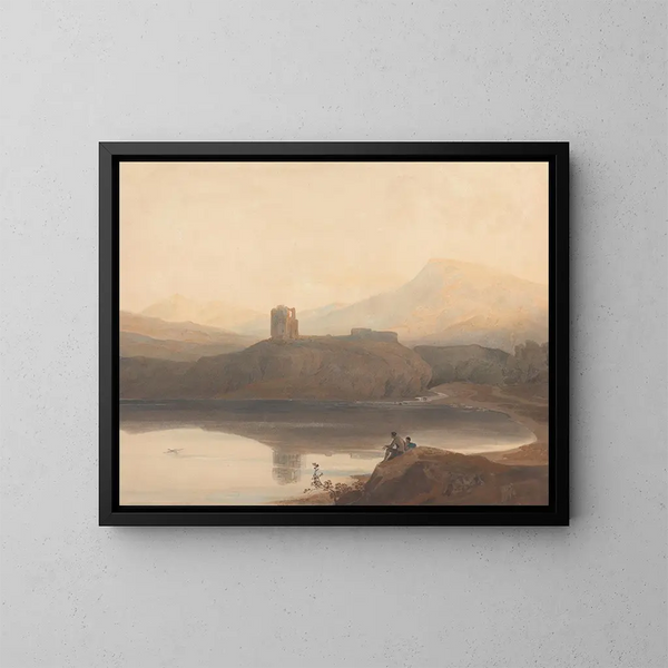 Jezioro Llanberis z zamkiem Dolbadarn - John Varley — oprawiony obraz na ścianie