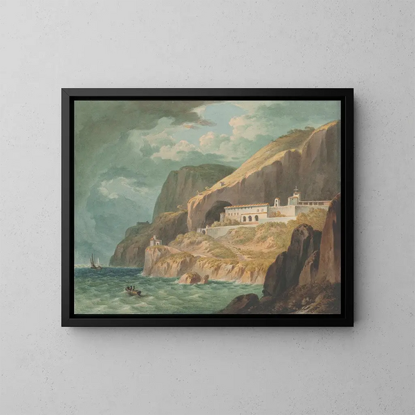 Klasztor w Amalfi niedaleko Salerno, Włochy - John Warwick Smith — oprawiony obraz na ścianie