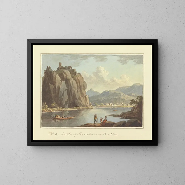 Château de Schrecstein sur l'Elbe - John Warwick Smith — oprawiony obraz na ścianie