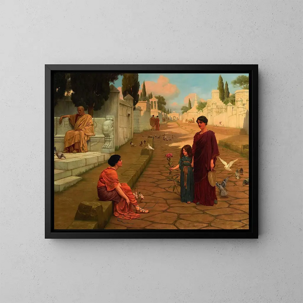 Na zewnątrz drzwi Pompejów - John William Godward — oprawiony obraz na ścianie