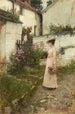 Cueillir des fleurs dans un jardin du Devonshire - John William Waterhouse — widok dzieła