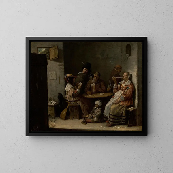 Les Joueurs de cartes - Joos van Craesbeeck — oprawiony obraz na ścianie