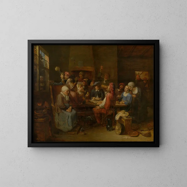 Scena z tawerny - Joos van Craesbeeck — oprawiony obraz na ścianie