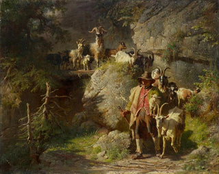 Josef Anton Braith - Shepherd with Flock of Goats.webp