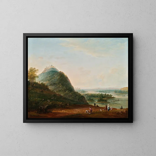 Josef Heideloff - Weinernte vor Wien mit Blick nach Klosterneuburg den Leopoldsberg Bisamberg und Korneuburg.webp