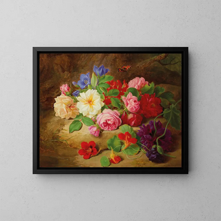 Josef Lauer - A Forest Floor with Roses and a Butterfly.webp