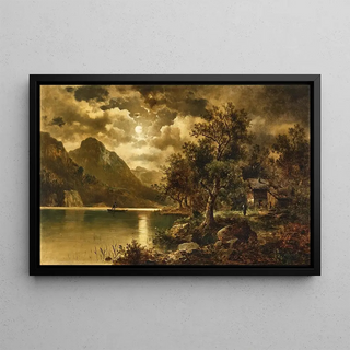 Josef Thoma - A moonlit night on the lakeside.webp