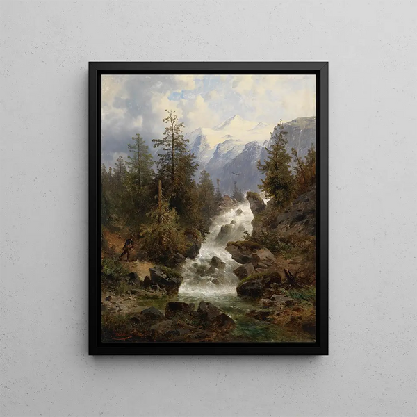 Josef Thoma - Jger am Wasserfall.webp