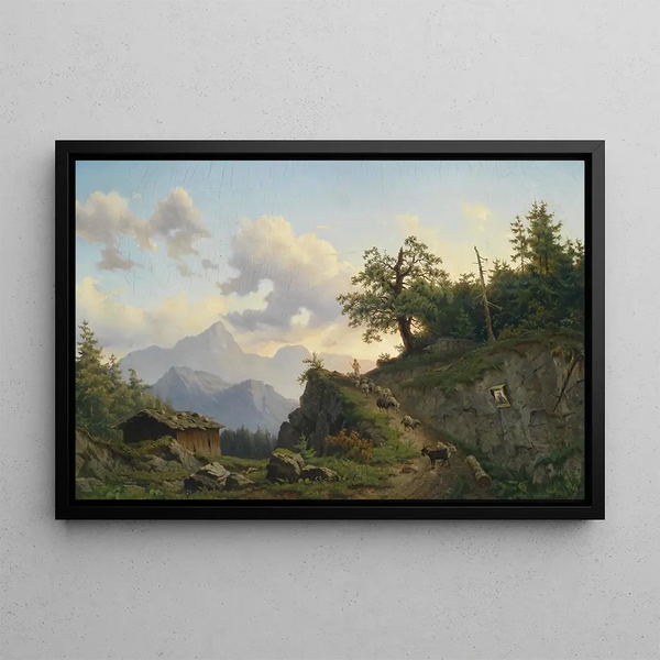 Josef Thoma - Schafhirte mit seiner Herde am Heimweg.webp