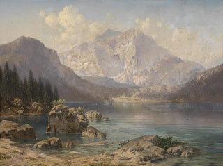 Josef von Schlgl - Der vordere Langbath See mit dem kaiserlichen Jagdhause.webp