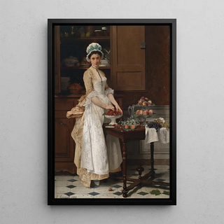 La Fille aux cerises - Joseph Caraud — oprawiony obraz na ścianie