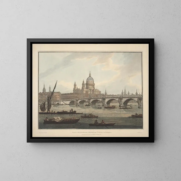 Widok na most Blackfriars i katedrę św. Pawła - Joseph Farington — oprawiony obraz na ścianie