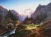 Idylle sur l'alpage avec vue sur le glacier du Dachstein - Joseph Heicke — widok dzieła