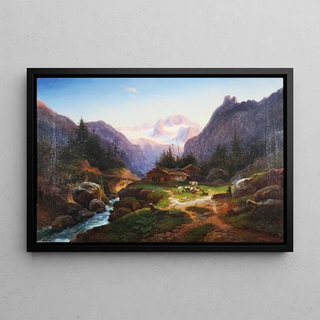 Joseph Heicke - Idylle auf der Alm mit Blick auf den Dachsteingletscher.webp