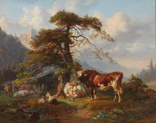 na alpejskim pastwisku - Joseph Heicke — widok dzieła