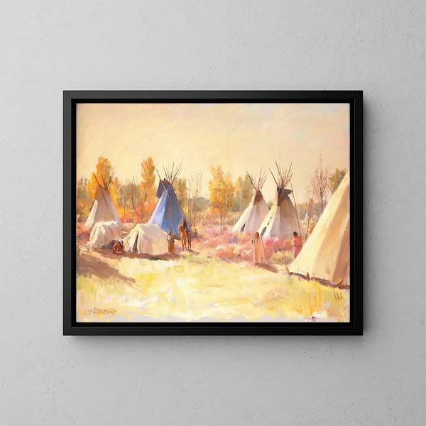 Le Tipi bleu - Joseph Henry Sharp — oprawiony obraz na ścianie