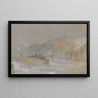 Joseph Mallord William Turner - Foul by God River Landscape with Anglers Fishing From a Weir.webp