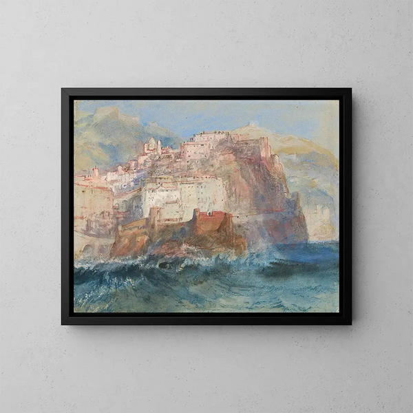 Gênes widok na morze z kościołem Santa Maria Assunta w Carignano - Joseph Mallord William Turner — oprawiony obraz na ścianie