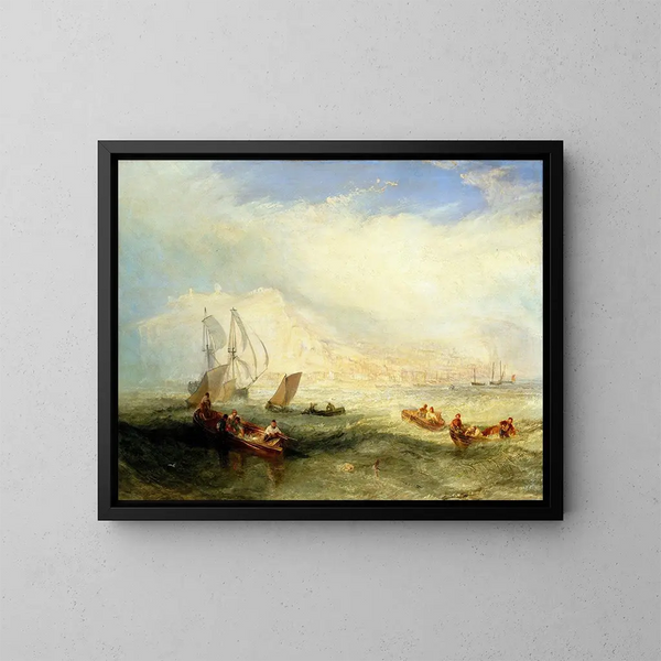 Łowienie na żyłkę u wybrzeży Hastings - Joseph Mallord William Turner — oprawiony obraz na ścianie