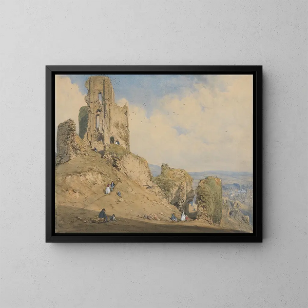 Château de Corfe, Dorset - Joseph Nash — oprawiony obraz na ścianie