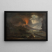Eruption du Vésuve de Nuit avec Vue sur l'École de Virgile - Joseph Rebell — oprawiony obraz na ścianie