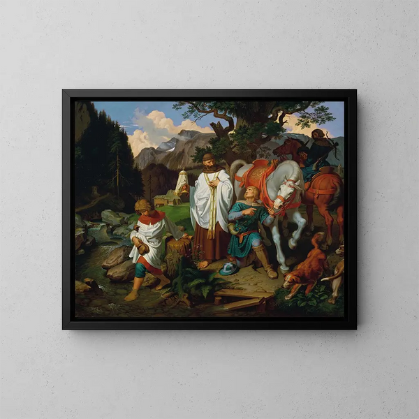 Rodolphe de Habsbourg i kapłana - Joseph von Führich — oprawiony obraz na ścianie