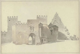 Josephus Augustus Knip - The Porta San Paolo and the Pyramid of Cestius in Rome.webp
