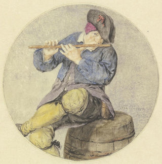 Joueur de flûte assis sur un tonneau - Cornelis Dusart