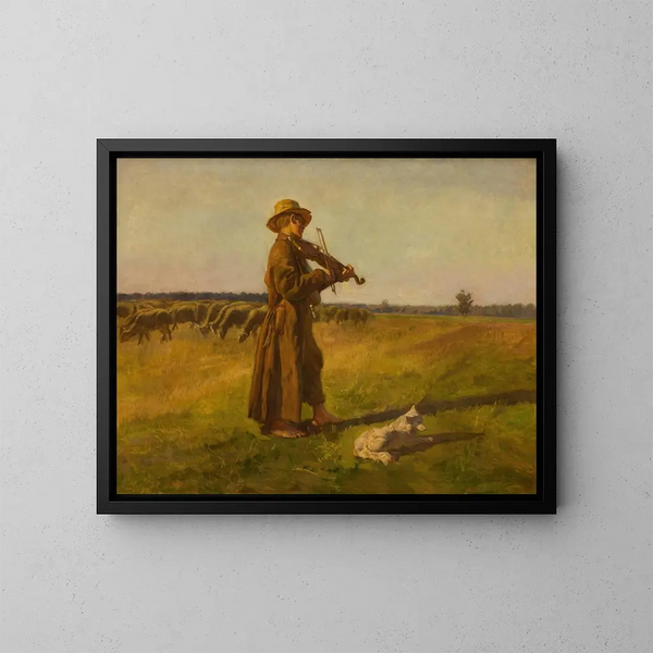 Le Pêcheur de vaches - Józef Chełmoński — oprawiony obraz na ścianie
