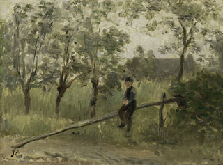 Jozef Israls - Country Boy on a Pole Barrier.webp