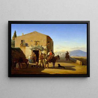 Jrgen Sonne - Roman Country People Outside The Osteria At Ponte Mammolo.webp