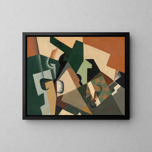 ze szkła i wzorem w kratę - Juan Gris — oprawiony obraz na ścianie