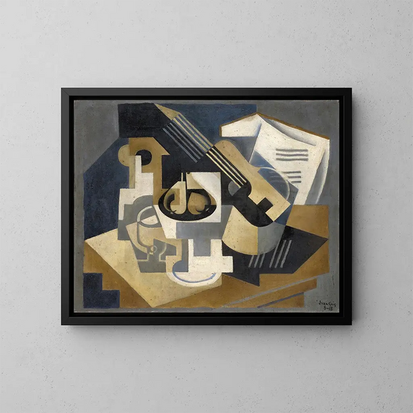 Gitary i miski z owocami na stole - Juan Gris — oprawiony obraz na ścianie