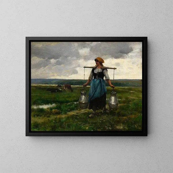 Niosąca mleko - Jules Dupré — oprawiony obraz na ścianie