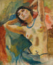 Brązowy z niebieskim naszyjnikiem - Jules Pascin — widok dzieła