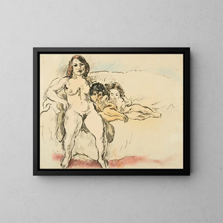 Kobiety i dzieci - Jules Pascin — oprawiony obraz na ścianie